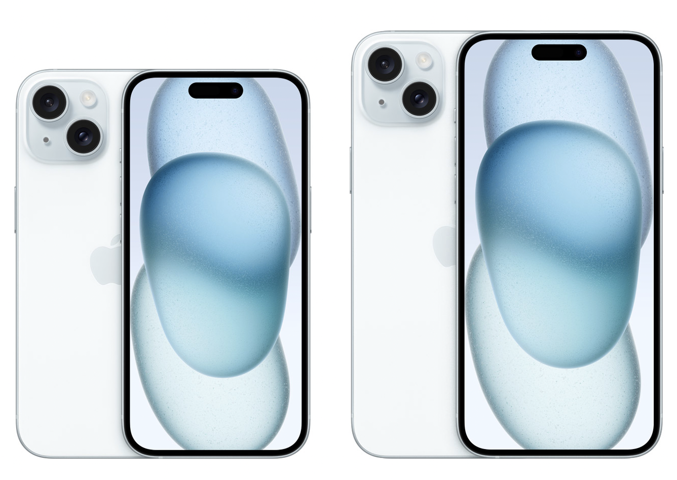 Sự khác biệt về kích cỡ giữa hai iPhone 15 Xanh Blue bản tiêu chuẩn đến từ nhà Táo Khuyết.